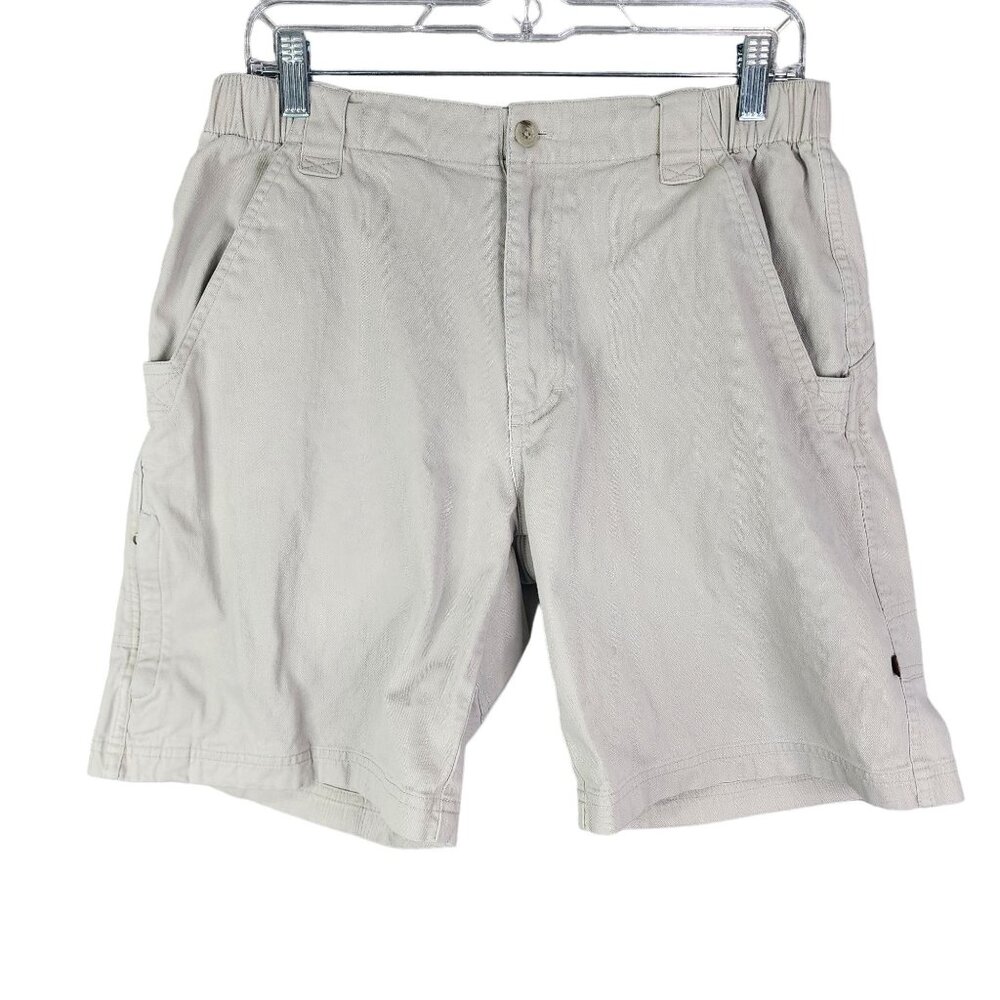Mens Khaki Biege Woolrich 3X Dry Shorts Flat Front 9" Inseam Size 30